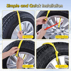 12 Pcs Snow Tire Chains - Portable Plastic Non-Slip Anti-Skid Traction Cables for Winter Driving/Fits Most Cars, SUV & Trucks