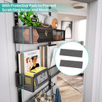 HapiRm Over The Door Hanger with Coat Hooks and 2 Baskets, Rustproof & Waterproof Over The Door Hooks, Storage Organizer for 