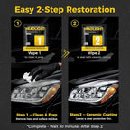 Ceramic Car Headlight Restoration Kit, No Sanding, Removes Yellowing and Cloudiness, Restores Clarity to Like New Look, No Po