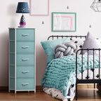 Sorbus Fabric Dresser for Kids Bedroom - Chest of 5 Drawers, Tall Storage Tower, Clothing Organizer, for Closet, for Playroom