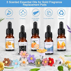 25 Pack Car Air Fresheners, 10 PCS Flower Car Air Vent Clip with 5 Essential Oil Scents & 10 Refill Pads