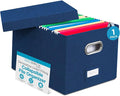 Internet's Best Collapsible File Storage Organizer - Decorative Linen Filing & Storage Office Box - Letter/Legal - Navy - 1 P