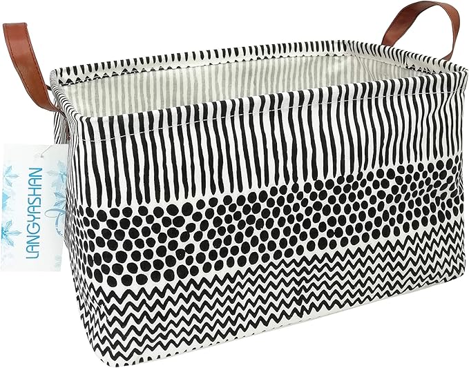 LANGYASHAN Rectangular Storage Bin Collapse Canvas Fabric Cartoon Storage Basket with Handles for Organizing Home Kitchen Boy