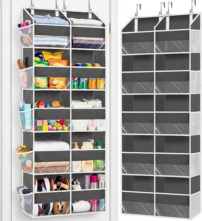 Over the Door Organizer 5 Tiers, Extra Large Behind Door Storage of 10 Compartments, 80 lbs Weight Capacity Over Door Organiz