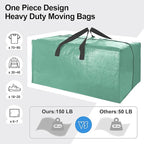 6 Pack Heavy Duty Extra Large Moving Bags W/Backpack Straps - Strong Handles & Zippers, Storage Totes For Space Saving, Fold 