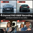 Mirror Dash Cam, 4 Channel Dash Cam Front and Rear/Inside, Touch Screen 12’’ FHD 1080Px4 Rear View Mirror Camera, 8 IR Night 