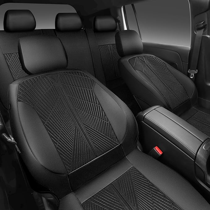 CAR PASS Leather Oxford Car Seat Covers Full Set, All-Weather Non-Slip Durable, Universal Fit for SUVs Sedans Trucks Vans Aut