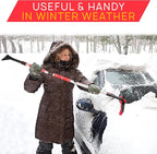 VaygWay Ice Scraper and Extendable Snow Brush for Car Windshield- Adjustable Length Foam Grip 360° Pivoting Brush Head for Snow, 2 in 1 Sturdy Winter Ice and Snow Remover for Car, Truck, Van
