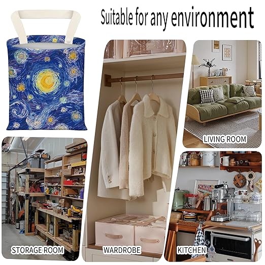 Car Garbage Can, Seat Back Hanging Cute Car Trash Can Bag, Car Organizer and Storage Bag for Travelling, Outdoor Cute Blue Starry Night