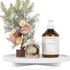 Round Decorative Tray Wood Bathroom Counter Organizer Farmhouse Kitchen Decor Wooden Riser for Soap Dish, Perfume, Candle, Sp