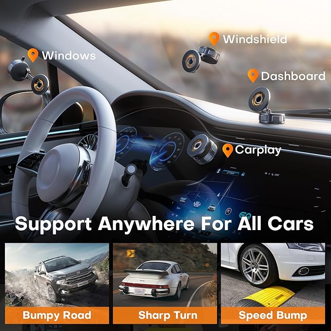 Magnetic Phone Holder for Car [98+ LB Strongest Suction & 2800gf Strongest Magnetic] 360° Adjustable Car Phone Holder for Magsafe Phone Holders for Your Car for iPhone 17 Pro Max 16 15 14 13 12 Plus