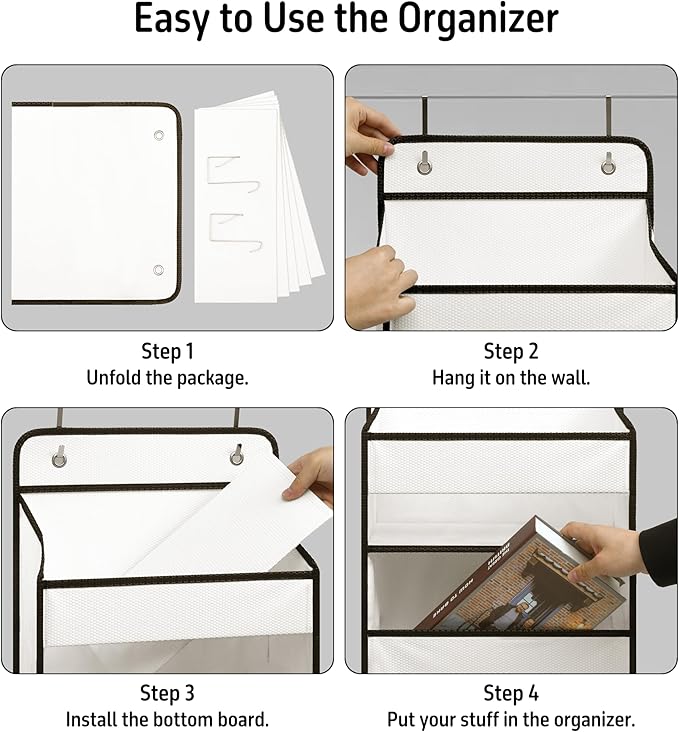 TYMENSH Over Door Organizer with 5 Large Pockets, Heavy Duty Hanging Organizer Storage, Closet Bathroom Nursery Bedroom Dorm,