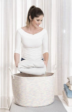 OrganiHaus Large Woven Storage Basket for Blankets and Toys 20" x 13" Inch, Rope Laundry Basket with Handles, Cushions & Pill