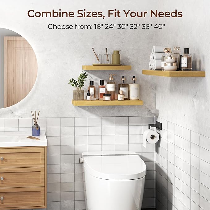 Fun Memories Floating Shelves for Wall 16 Inch Set of 3, Farmhouse Floating Shelves with Invisible Heavy Duty Bracket, 10 Inc