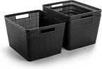 BINO | Woven Plastic Basket | Large (Black), 3-Pack | THE JUTE COLLECTION | Home Organization, Space - Saving Storage, Stylis