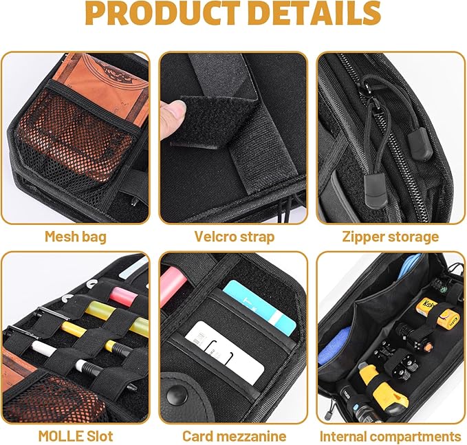 MAIKER 2 Packs Car Sun Visor Organizer, Car Organizer with Zipper Visor Organizer Storage Pouch, Glasses Clip, Card Holder, Molle Panel for Tactical Gears, for Most Vehicles, SUVs & Trucks