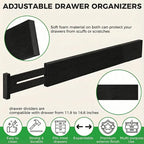 4 Pack Bamboo Drawer Dividers 2.6" High, Adjustable Length from 12 Inch to 17 Inch, Expandable Kitchen Drawer Organizer Separ