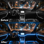 Ambient Lighting car Accessories Interior car Lights APP Control，236" Fiber Optic，5 in 1 led Strip Lights，16 Million Colors Car Neon Lights, Sync to Music（Cigarette）