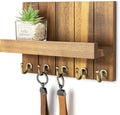 Rebee Vision Acacia Wood Key Holder Wall Mount – Farmhouse Key Holder for Wall & Mail Organizer with Shelf for Home Decor – I