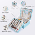 Dajasan Jewelry Box for Teenage Girl Gifts, Jewelry Organizer Box for Little Girls Kids, 2-Layer Large Jewelry Gift Box for C