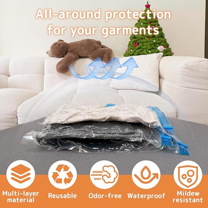 18 Pack Vacuum Bags for Travel with Rechargeable Air Pump, Carry-On Compression Bags for Luggage and Suitcase, Space Saver St