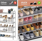 VILICK Shoe Rack for Closet Shoe Organizer Space Saver Storage for 20-25 Pair Shoe Shelf with Hook and Side Pocket Free Stand