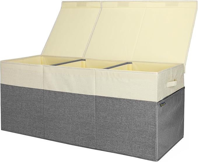 BALEINE Fabric Storage Bins with Lid, Collapsible Extra Large Storage Boxes Bins Baskets with Divider for Home Organizing (37