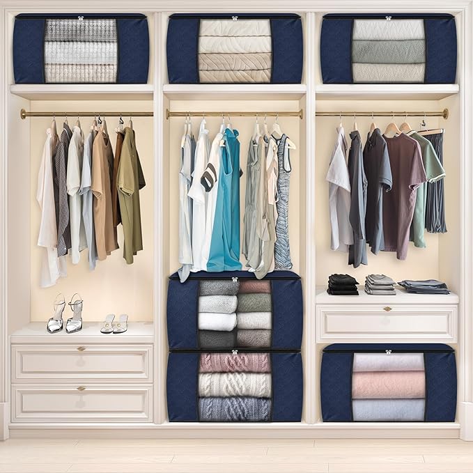 Fab totes 24 Gallons Clothes Storage,Foldable Thick Fabric Blanket Storage Bags,Containers for Organizing Bedroom, Closet, Cl