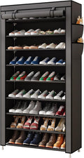 Laiensia 9-Tier Vertical Shoe Rack Organizer, Space Saving Shoe Storage Organizer, Non-Woven Cover Shoe Shelf Holds 36-45Pair