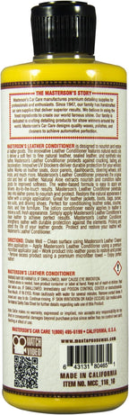 MASTERSON'S CAR CARE MCC_116_16 Leather Conditioner Dry-to-The-Touch - Restores Leather Interiors, Seats, Boots, Bags, Appare
