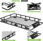 Roof Rack Basket 64" x 39" Heavy Duty Rooftop Cargo Carrier 300 lbs Capacity Steel Roof Racks Vehicle Cargo Baskets Luggage Holder Rack for SUV Truck Car Travel Camping Storage