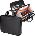 Calenzana Fireproof Document Boxes with TSA Lock, Upgraded 16 Pockets Fireproof＆Water Resistant File Organizer, Hard-Shell Sa