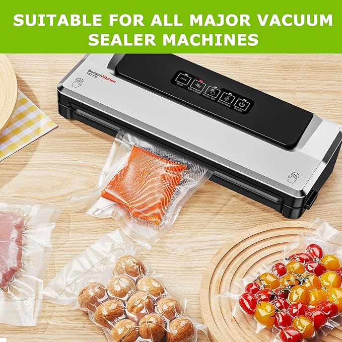 Bonsenkitchen Vacuum Sealer Bags,400 Quart 8" x 12" Precut Food Sealer Bags, Commercial Grade, BPA Free, Heavy Duty, Customiz