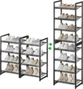 8 Tier Shoe Rack, Tall Metal Shoe Storage with Adjustable Shelves, Holds 16-20 Pairs, Stackable Shoe Stand for Garage Hallway