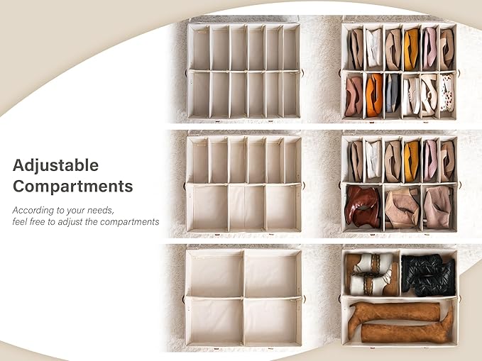 StorageWorks Shoe Organizer for Closet, Fits up to 24 Pairs, 2-Pack Ultra-thick Fabric Under Bed Shoe Storage Containers with
