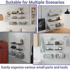 26PCS Peg Board Organizer Accessories Kit, Assortment 2PCS Wire Baskets, 4PCS Shelves, 20PCS Hooks for 1/4” and 3/16” Pegboar