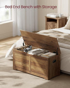 VASAGLE Storage Chest, Storage Bench with 2 Safety Hinges, Farmhouse Style, 15.7 x 39.4 x 18.1 Inches, for Entryway, Bedroom,