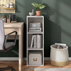 Homes: Inside + Out Apexa 3-Cube Storage Organizer Shelves, Stackable Wood Bookcase Fits Cubby Bins for Organization, Dorm Te
