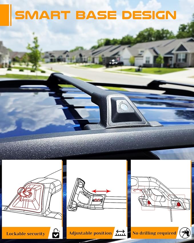 Snailfly 330 lbs Lockable Roof Rack Cross Bars Fit for 2018-2024 Chevy Equinox & GMC Terrain, Aluminum Crossbars Luggage Cargo Carrier, Rooftop Accessories for Bike Kayak Skis Canoe
