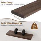 Floating Shelves for Wall Decor, 8 Inch Deep Rustic Solid Elm Wood Floating Shelves Wall Mounted, Wall Shelves with Invisible