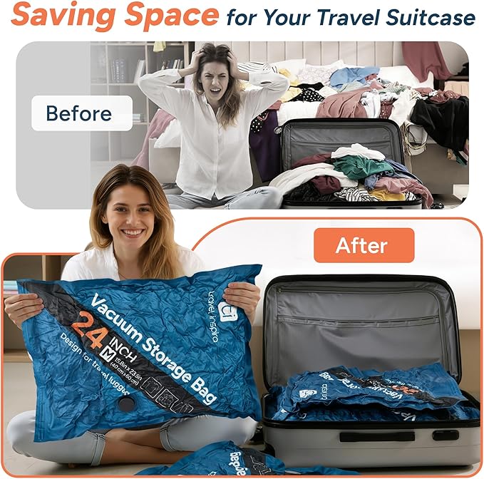 2026 Upgraded Vacuum Travel Bags Oxford Cloth Compression Packing Bags with Privacy Protection Space Saver for Luggage Suitca