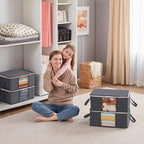 Lifewit 4 Pack 35L Clothes Storage Bins with Lids, Foldable Blanket Storage Bags with Zippers, Clear Window and Reinforced Ha