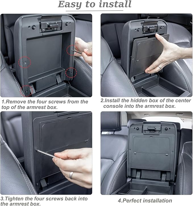 JKCOVER Center Console Hidden Box Organizer Compatible with 2024 2025 2026 Toyota Tacoma Accessories Armrest Secret Compartment Press to Open and Close（Patented Design）