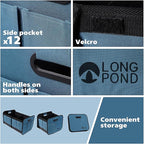 Long Pond Car Trunk Organizer, Storage for SUVs or Sedans, Foldable Cargo Containers with 9 Pockets and Reinforced Handles,