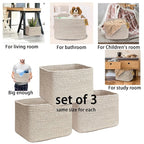 COMFY-HOMI 3Pack Small Woven Cotton Rope Basket for Organizing, Gift Baskets for Handles, Empty Gift Baskets, Medium Rope Bas