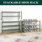Smiry Bamboo Shoe Rack for Closet, 3 Tier Wooden Stackable Shoe Organizer, Free Standing Shoes Storage Shelf for Entryway, Fr