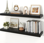 Floating Shelves for Wall, 9.3" Deep Wall Mounted Wood Shelves for Bathroom, Bedroom, Living Room, Kitchen, Hanging Shelf for
