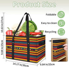 Reusable Grocery Bags Heavy Duty Shopping Bags Foldable Large Tote Bags with Long Handles & Hard Bottom