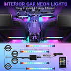 LivTee Interior Car LED Lights, Smart RGB Ambient Lighting with App & Remote Control, Music Sync & DIY Modes, 4-Line Design LED Strip Lights, 12V Cigarette Lighter Powered, Car Accessories for Women