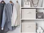 StorageWorks Fabric Storage Bins with Lid, Decorative Storage Boxes for Shelves, Stackable Closet Organizer Basket with Handl